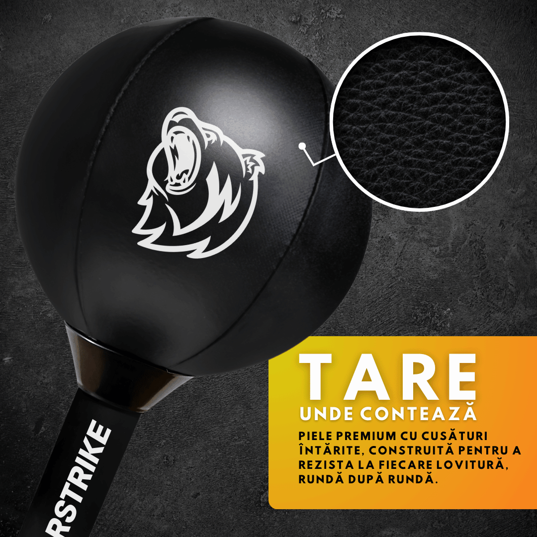 Sac de box portabil BearStrike Smash Bag cu piele premium si cusaturi intarite, material rezistent pentru antrenament de box acasa